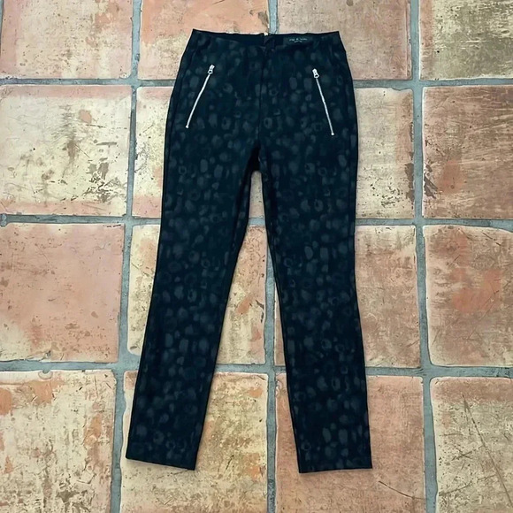 Rag & Bone Simone Leopard Print Black Pant Size 4 MSRP$325 Rag and Bone - Picture 3 of 12